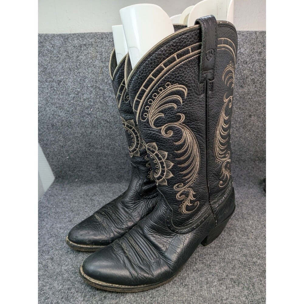 Ariat womens Black Heritage Pointed Toe Cowboy Boots Size 9.5 B Style 10010969